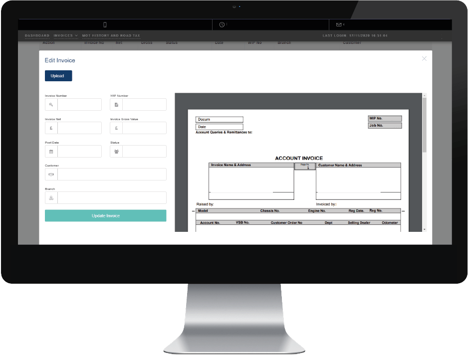 Invoice Portal Screen